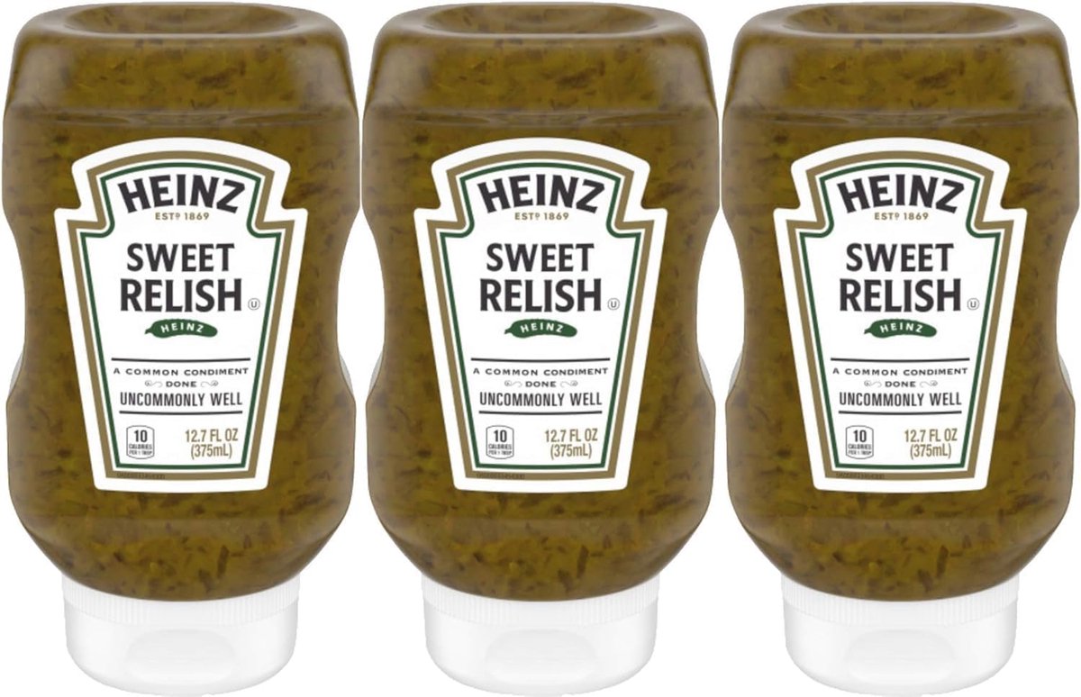 Heinz Sweet Relish - zoetzure augurk & kool voor hotdogs en salades - 3 x 375 ml
