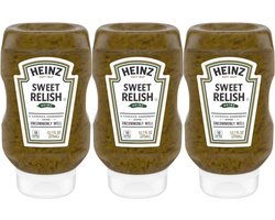 Heinz Sweet Relish 3 x 375 ml Knijpfles - Zoetzure Augurk & Kool | Met Paprika en Kurkuma | Perfect voor Hotdogs, Hamburgers, Salades & Sandwiches met Kajal Sticker