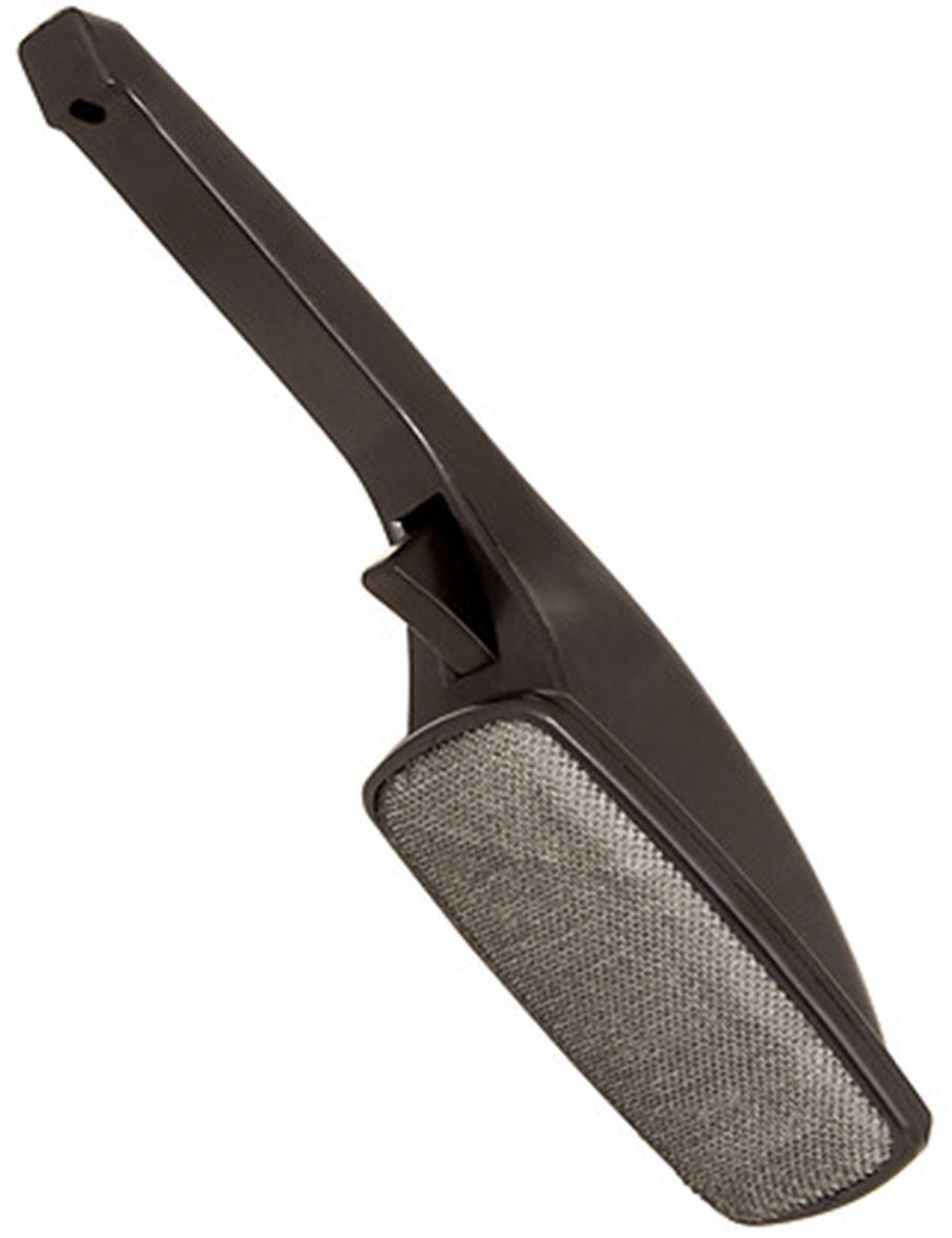 Kledingborstel/pluizenborstel zwart/rood 25 cm met roterende kop - Kleding borstel