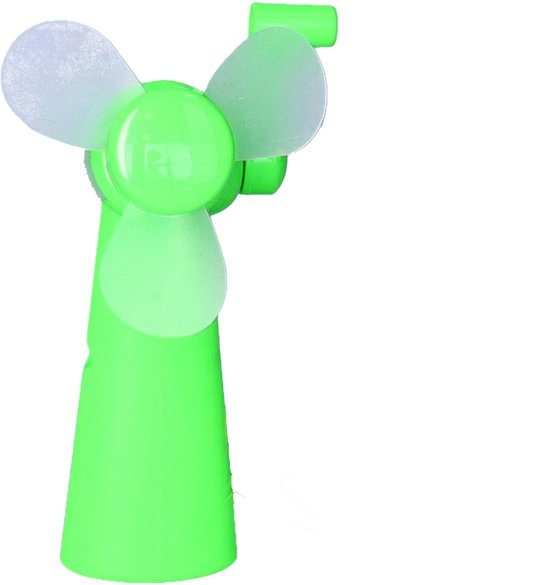 Mini ventilator handventilator groen 11 cm compact draagbaar draaimechaniek zonder batterij frisse verkoeling