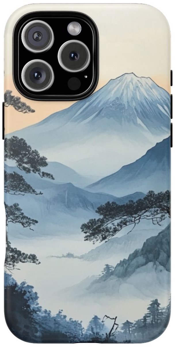 Traditioneel Japanse Berglandschap – Telefoonhoesje Geschikt voor iPhone 16 Pro Max