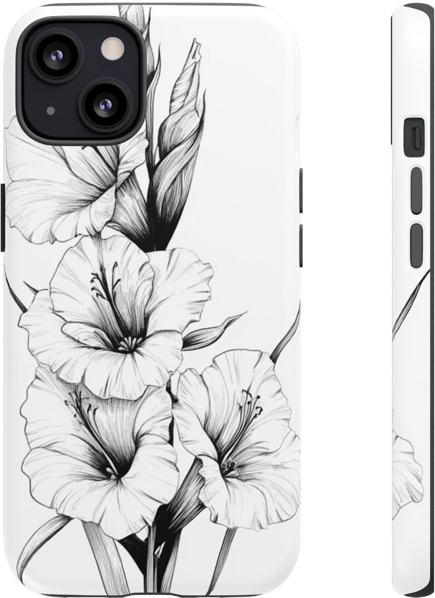 Fijn Lijn Gladiolen Bloemmotief – Telefoonhoesje Geschikt voor iPhone 13