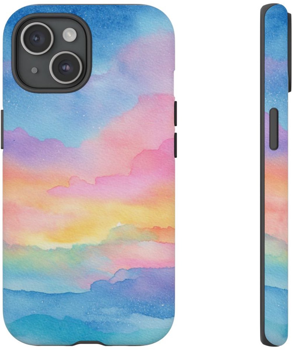 Oceanische Waterverflook – Telefoonhoesje Geschikt voor iPhone 15