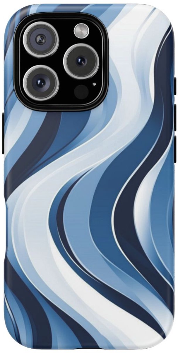 Moderne Blauwe Golven – Telefoonhoesje Geschikt voor iPhone 16 Pro