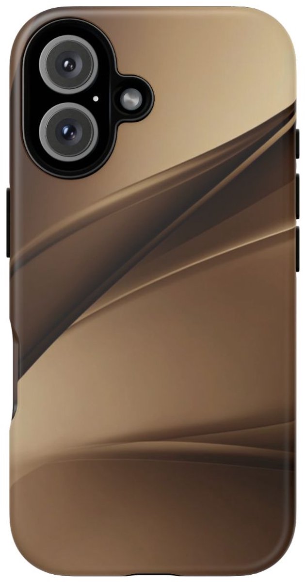 Abstracte Bruine Kleurovergang met Golven – Telefoonhoesje Geschikt voor iPhone 16