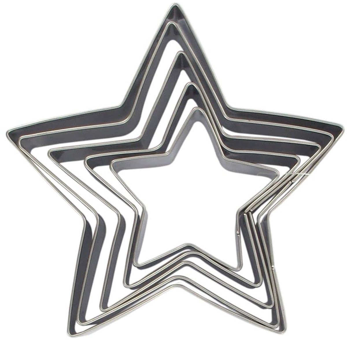 Set van 5 stervormige uitstekers - roestvrij staal - voor koekjes en decoraties