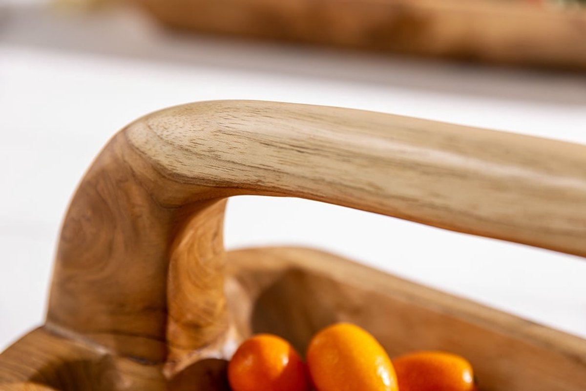 Massief houten kom BALI 60cm teakhout met natuurlijke nerf handvat - 36152