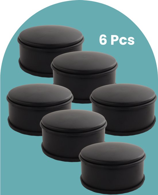 NORDIX Deurstop - 6 stuks - Deurstopper - Deurbuffer - Deurstoppers voor Binnen - Mat Zwart - 11x5.3cm - BASSO
