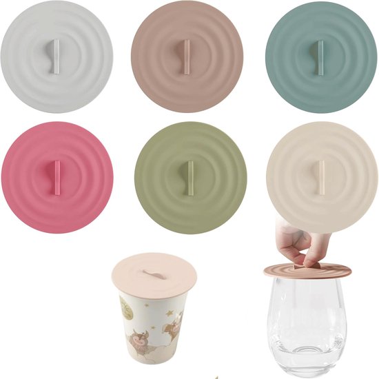 Lot De 6 Couvercles De Gobelets En Silicone Pour Boissons, Multicolores