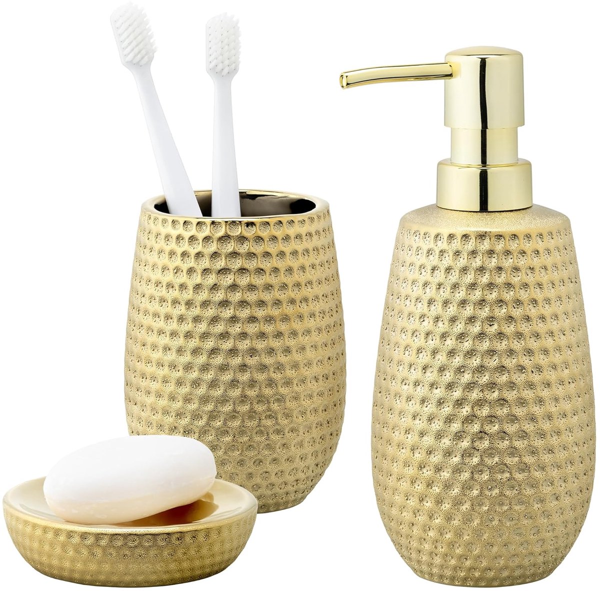 Luxe zeeppomp set - mat goud - 3 stuks - keramiek