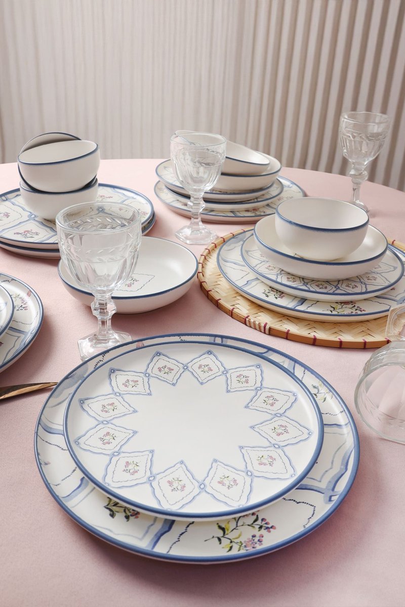 Keramika Serviesset - Floral Waves - 24 delig - 6 persoons - Stoneware