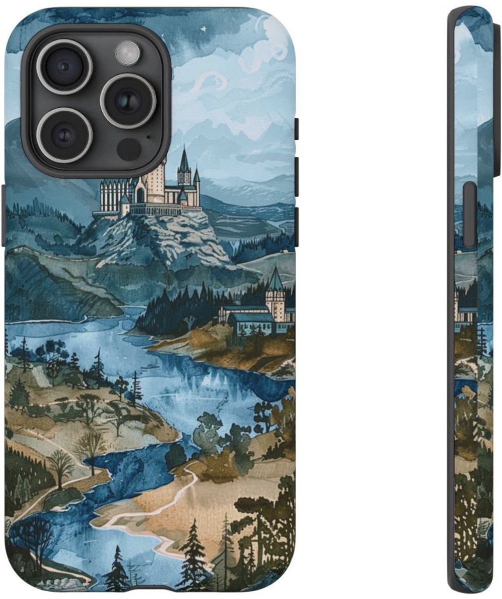 Gouache Landschap Illustratie – Telefoonhoesje Geschikt voor iPhone 15 Pro Max