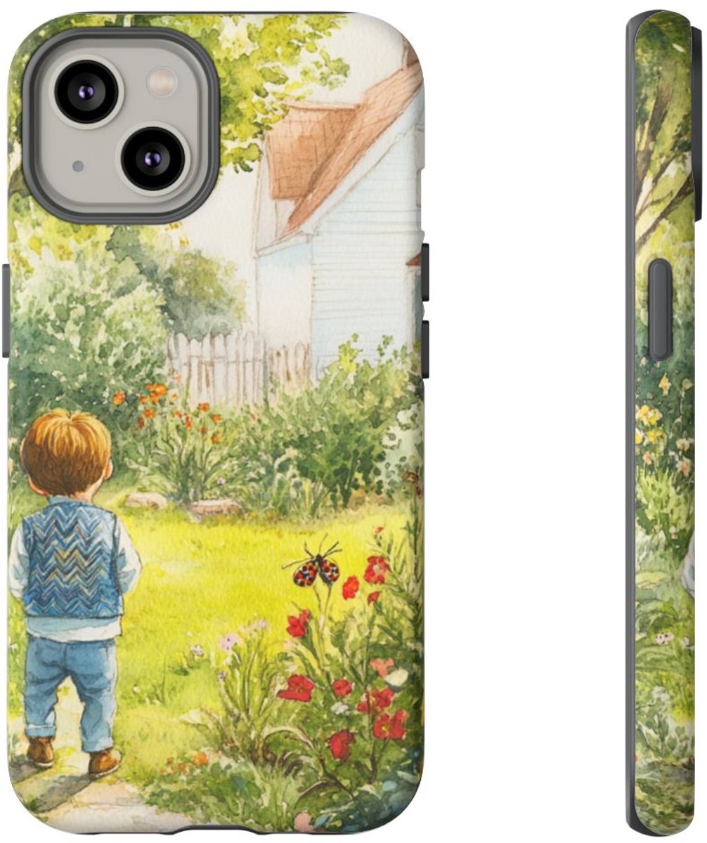 Kind in Bloementuin Waterverf – Telefoonhoesje Geschikt voor iPhone 14