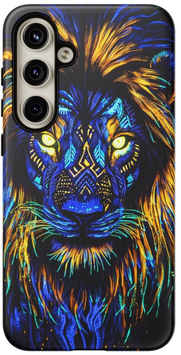 Gloeiende Leeuwengezicht Kunst – Telefoonhoesje Geschikt voor Galaxy S24 Plus