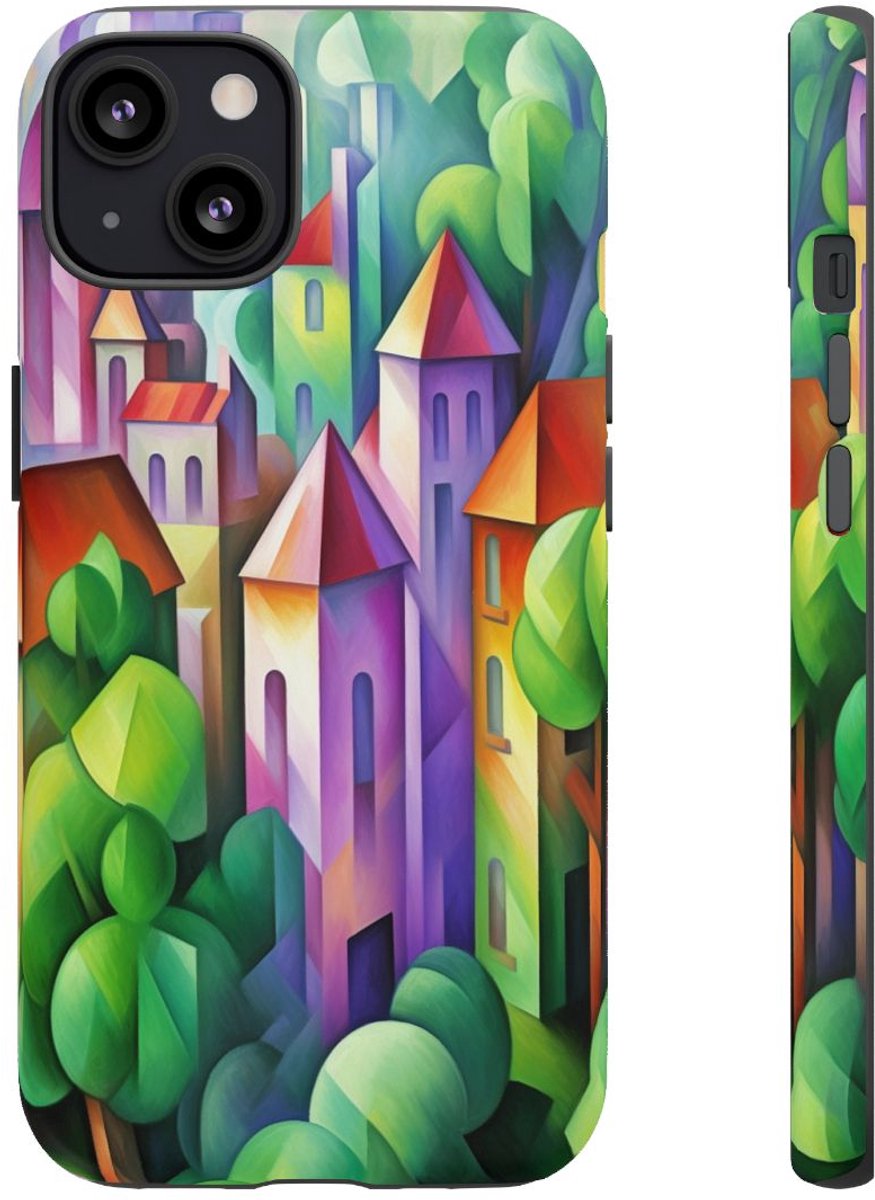 Kleurrijke Abstracte Stadsgezicht – Telefoonhoesje Geschikt voor iPhone 13