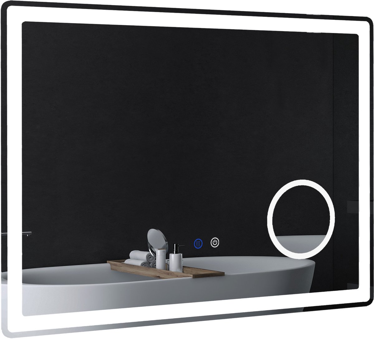 Kleankin badkamerspiegel - ijzer - glas - 80L x 3,8B x 60H cm - wit