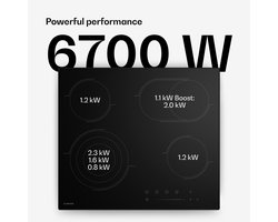 Klarstein keramische kookplaat - 60 cm, 4-zones, elektrische kookplaat met touch slider, 6700 W, timer, kinderslot, restwarmte-indicator, glazen oppervlak, minimalistisch design voor moderne keukens
