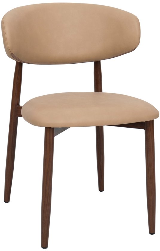 Giga Meubel Chaise de Salle à Manger Alexia - Beige/Noyer - Cuir PU - Set de 2