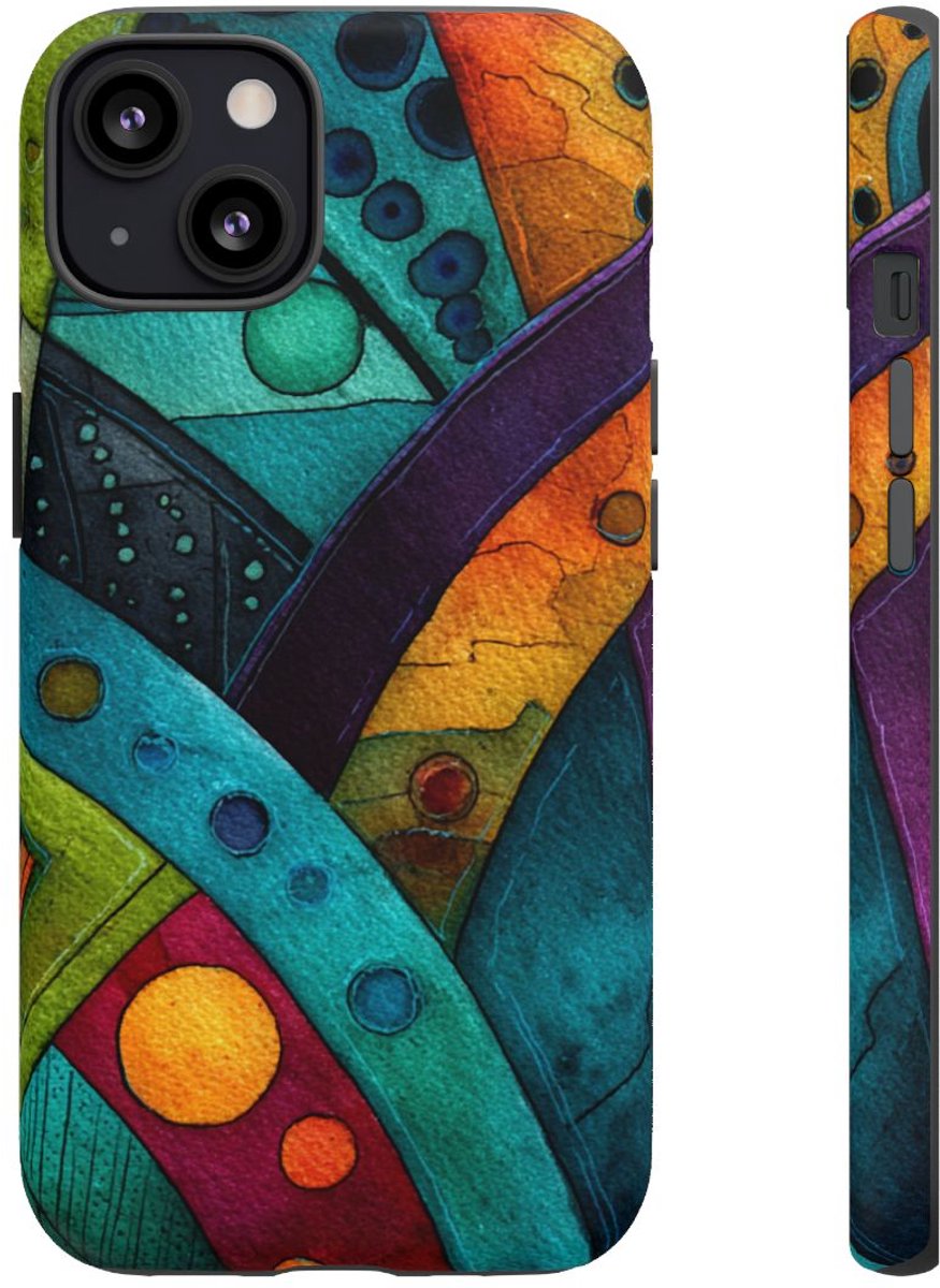 Kleurrijke Abstracte Geometrische Kunst – Telefoonhoesje Geschikt voor iPhone 13