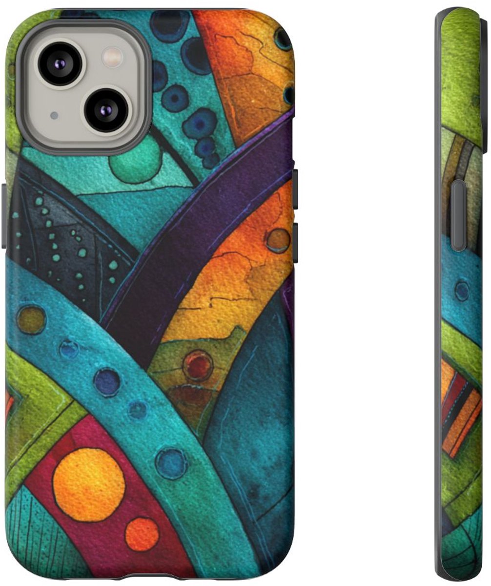 Kleurrijke Abstracte Geometrische Kunst – Telefoonhoesje Geschikt voor iPhone 14