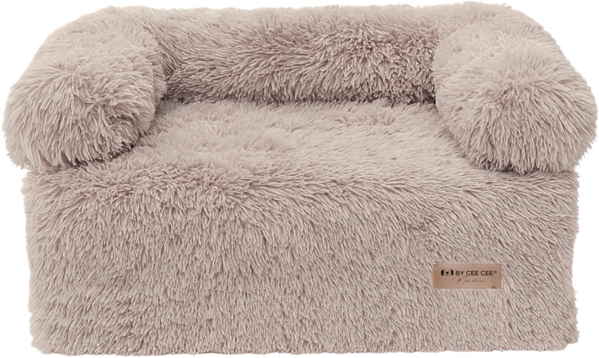 By Cee Cee Origineel Hondendeken Bank – Hondenkleed Bank - Fluffy Hondenmand - Premium - Volledig Afritsbaar - Mokka Taupe - 85x90 - Maat M - Jip