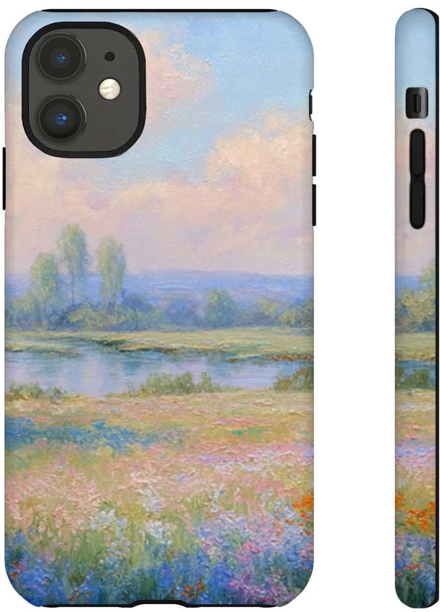 Lentebloemenweide met Kersenbloesem – Telefoonhoesje Geschikt voor iPhone 11