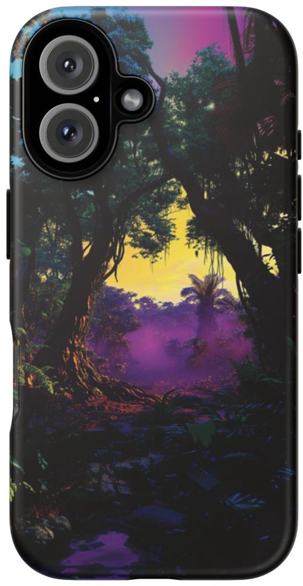 Sprookjesachtige Jungle Zonsondergang – Telefoonhoesje Geschikt voor iPhone 16