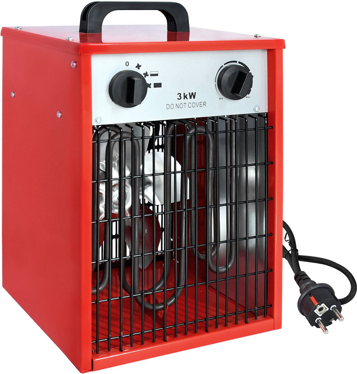 NAIZY Ventilatorkachel 3KW Elektrische Kachel Verwarmingsapparaten Bouwkachel 4 Verwarmingsniveaus Verwarmingsventilator Overbelastingsbeveiliging voor Industriële Bouwplaatsen, Rood