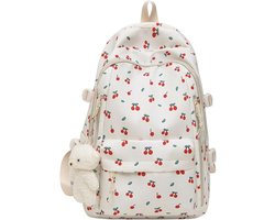 foto van Rugzak – Schooltas meisje - Handbags – Kawaii Cherry Print Rugtas – Lichtgewicht Nylon Rugzak – Grote Opbergcapaciteit – Schattige Rugzak voor School & Dagje Uit