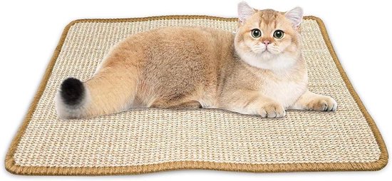 Navaris Krabmat voor katten, bescherming aan de linkerkant, bank, vloer, muur, sisal en linnen, 50 x 70 cm, geschikt voor kittens en honden