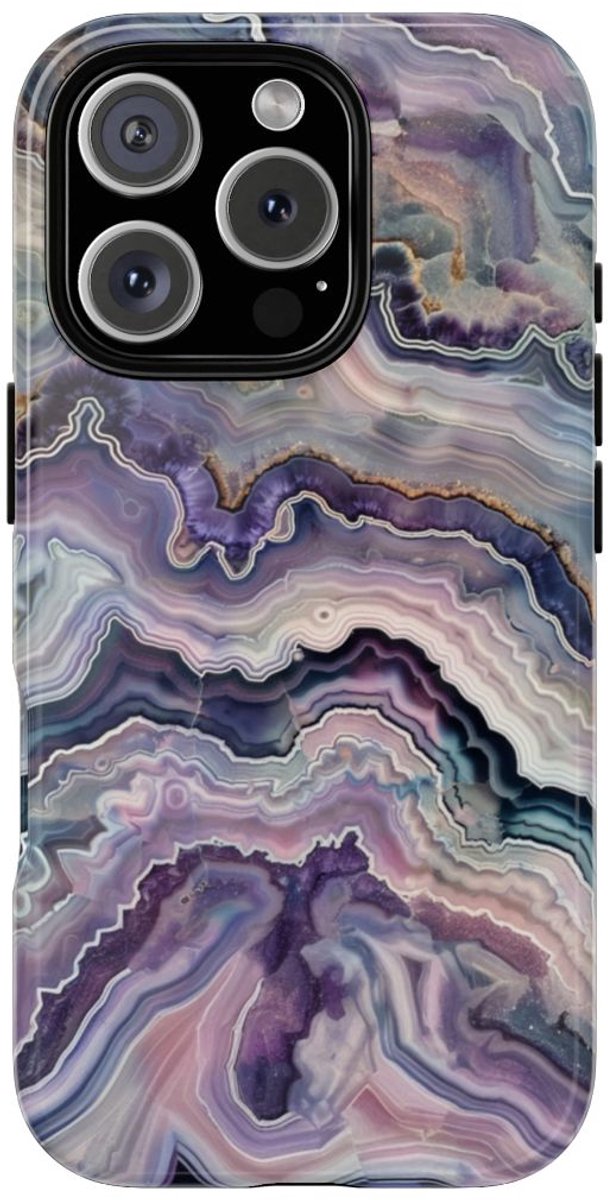 Paars-Blauw Geodepatroon – Telefoonhoesje Geschikt voor iPhone 16 Pro