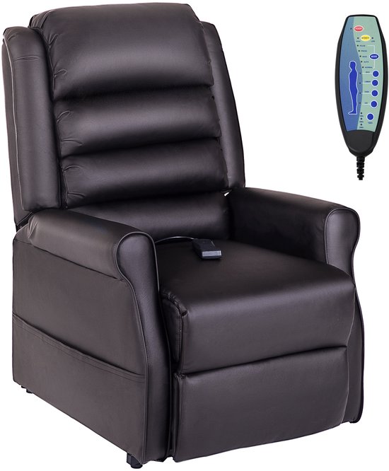 Fauteuil de massage HOMCOM - avec fonction debout - télécommande - marron