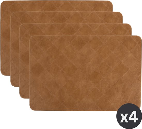 ZICZAC - Set de table EDSON - SET/4 - Cuir synthétique - 30x45 cm, cognac