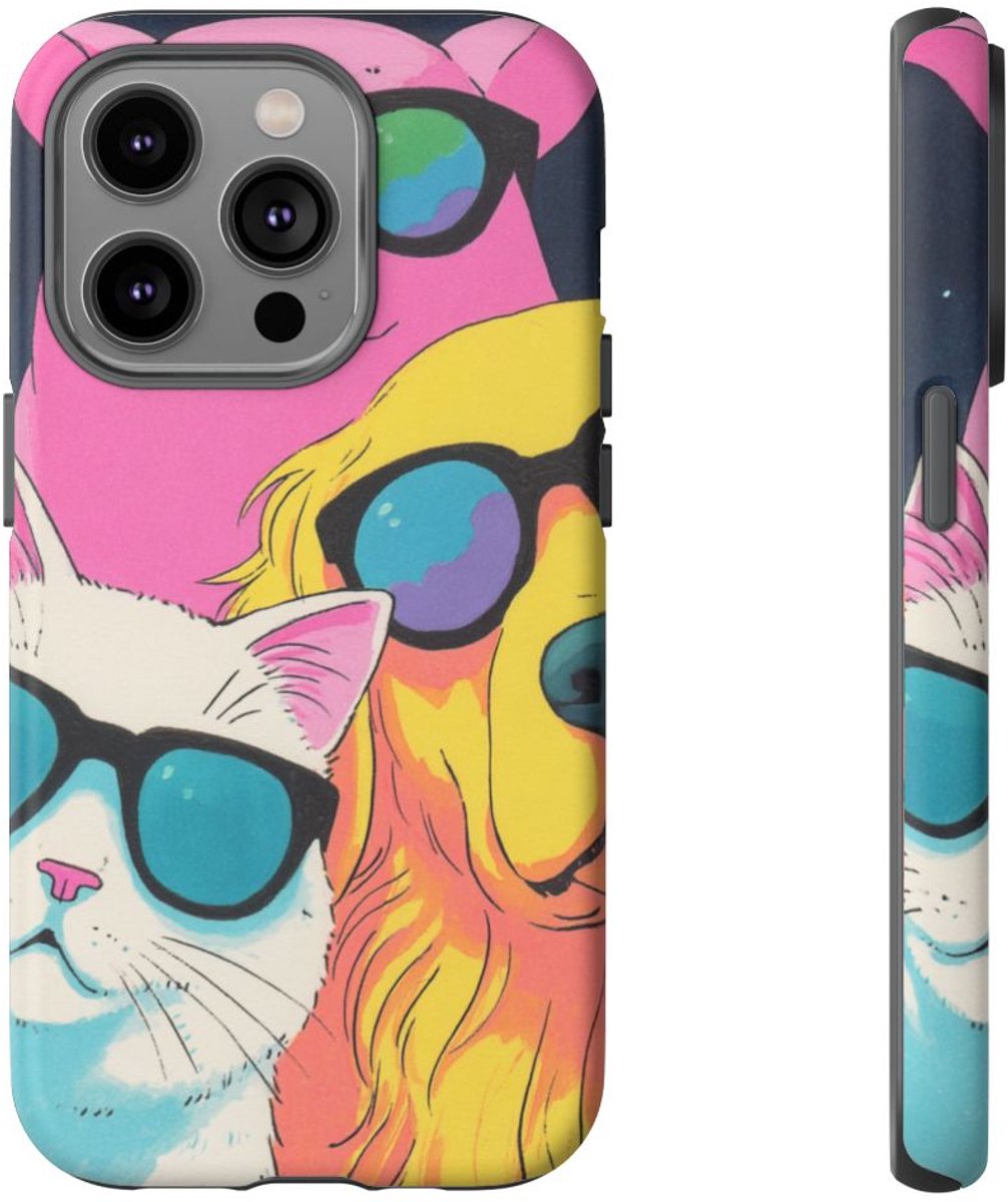 Coole Varken, Kat en Hond met Zonnebrillen – Telefoonhoesje Geschikt voor iPhone 14 Pro