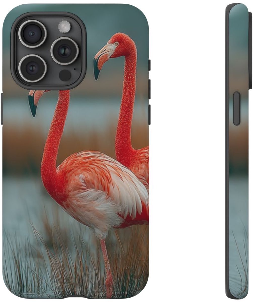Flamingo's in Moerasland – Telefoonhoesje Geschikt voor iPhone 15 Pro Max