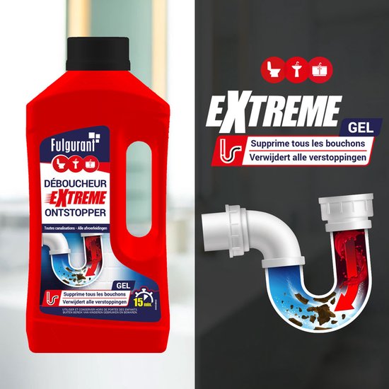 Fulgurant - Extreme ontstopper - Krachtige ontstopper voor afvoer en toilet - 1L