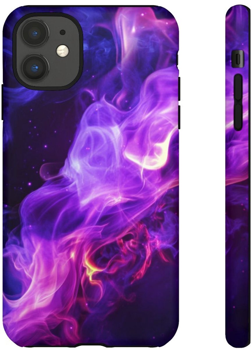 Paars-Blauwe Abstracte Vlammen – Telefoonhoesje Geschikt voor iPhone 11