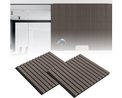 Houten Akoestische Panelen 60×60 cm Walnoot Bruin – Akoestisch Wand- en Plafondpaneel – Geluidsabsorptie – Set van 4