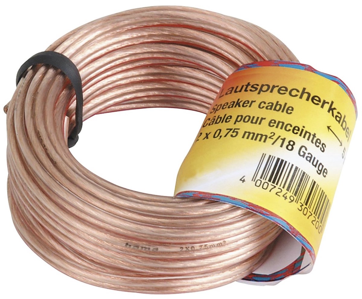 Hama HQ 20m luidsprekerkabel 2x 0,75mm² dik 2-aderige boxenkabel hifi LS-kabel