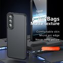 Donkergrijs mat telefoonhoesje met Airbags, micro-arc rand, nooit vergelend en anti-vingerafdruk technologie.