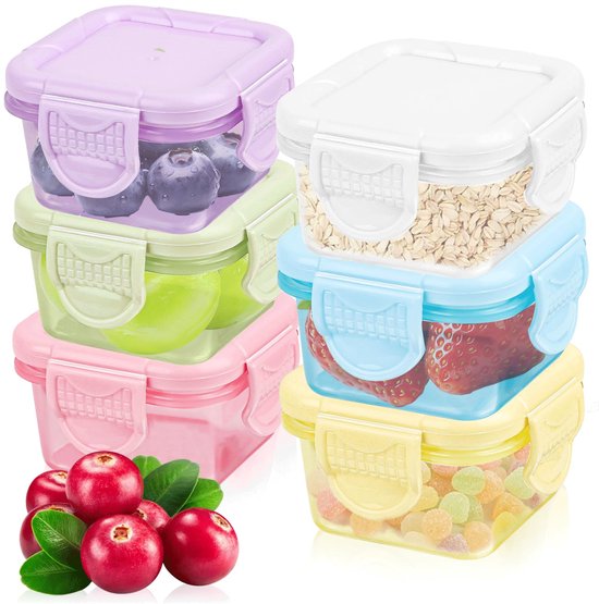 CoKeesun 60 Stuks Plastic Bakjes met Deksels Rond, 4oz/100ml Kleine Voedselcontainers met