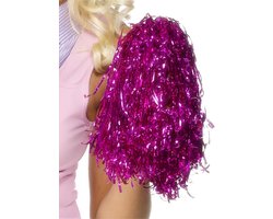 foto van Cheerballs/pompoms - 2x - roze - met ringgreep - 30 cm - pompons - Cheerleader verkleed accessoires