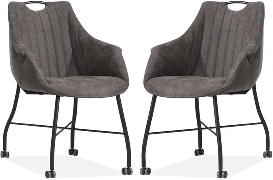 MX Sofa Chaise de salle à manger Metric - Anthracite (lot de 2 chaises)