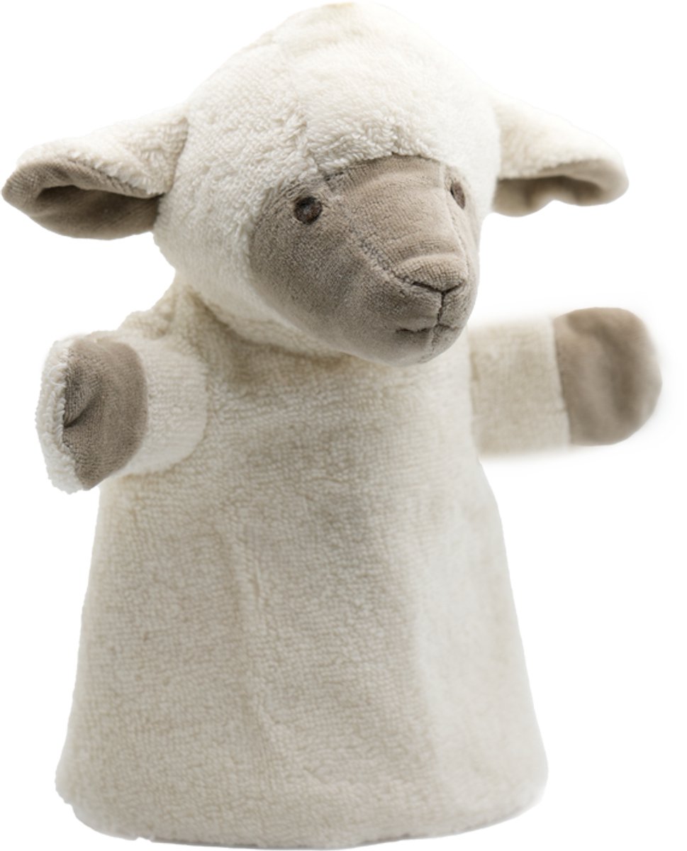 Cute since 1999 - Organische Handpop Ecru Lammetje - Dier knuffel - Handpop voor poppenkast - 26cm x 20cm