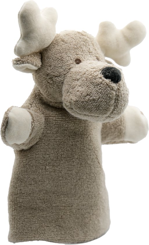 Foto: Cute since 1999 organische handpop grijze rendier dier knuffel handpop voor poppenkast 26cm x 20cm