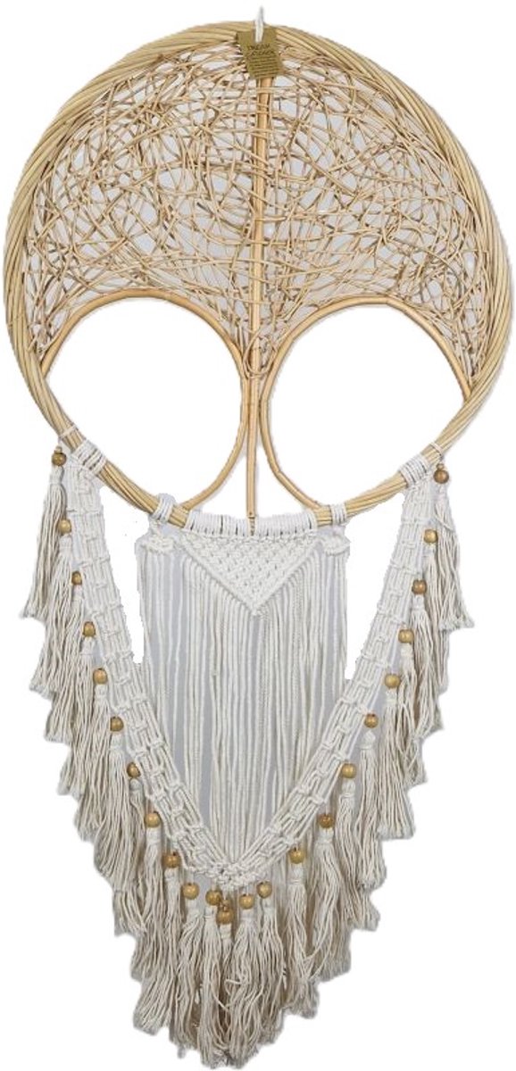 MigoStyling - Wanddecoratie - Dromenvanger - Levensboom - Riet - Macrame - Naturel - Dia 50 cm