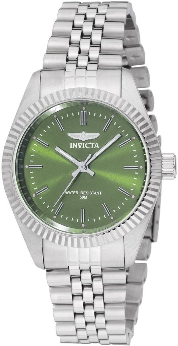 Invicta Specialty 49217 Dames Horloge - Waterdicht - Analoog - Quartz Uurwerk - Roestvrij Staal met groene Wijzerplaat - 36mm