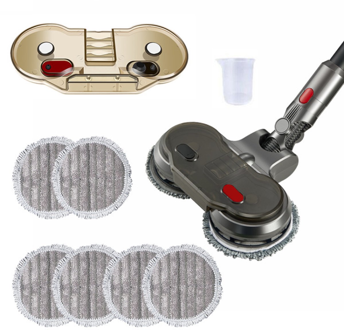 Compatibel met de Dyson V7/V8/V10/V11 elektrische dweilset - 2-in-1 stofzuiger- en dweilset - Wordt geleverd met een verwijderbare watertank van 200 ml en 6 wasbare microvezeldoeken