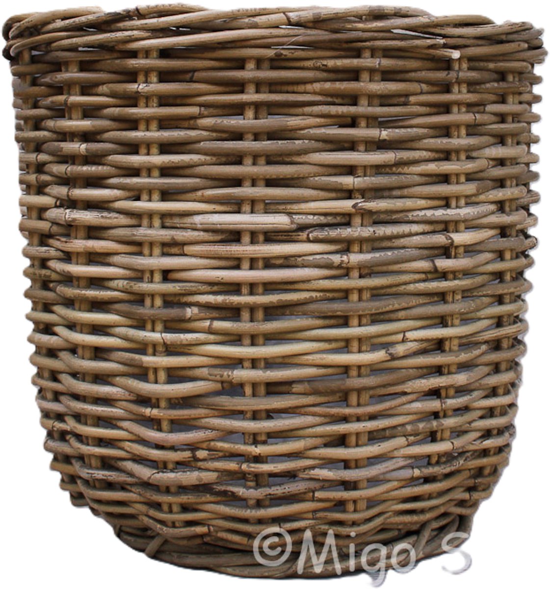 MigoStyling - Plantenmand - Rond - Riet - Rotan - Dia 35 cm - Grey - Met Plastic