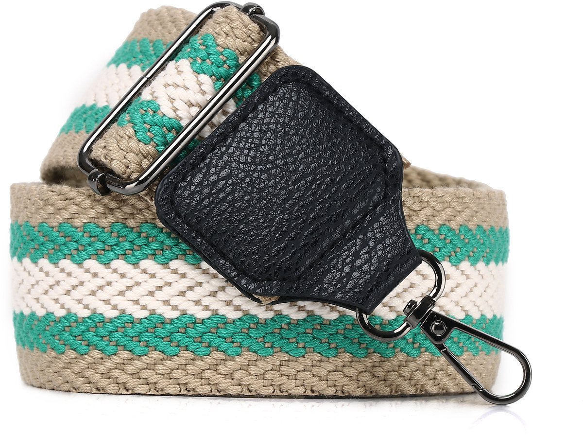 Eleganci® - Canvas Tassenriem - Universeel - Bag strap - Schouderband - Verstelbaar - Tassenhengsel - Tassenband - 140 cm lang - 5,5 cm breed - Roestvrijstaal - Groen